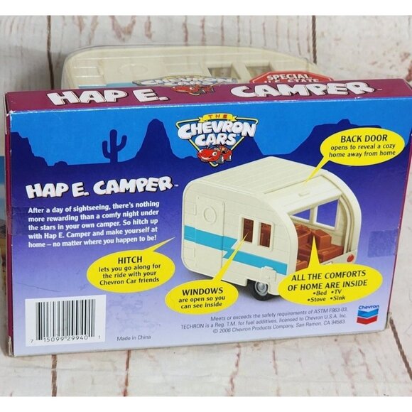 Mint Condition 2006 Vintage The Chevron Cars Hap E. Camper with Hitch & Original - Picture 11 of 12